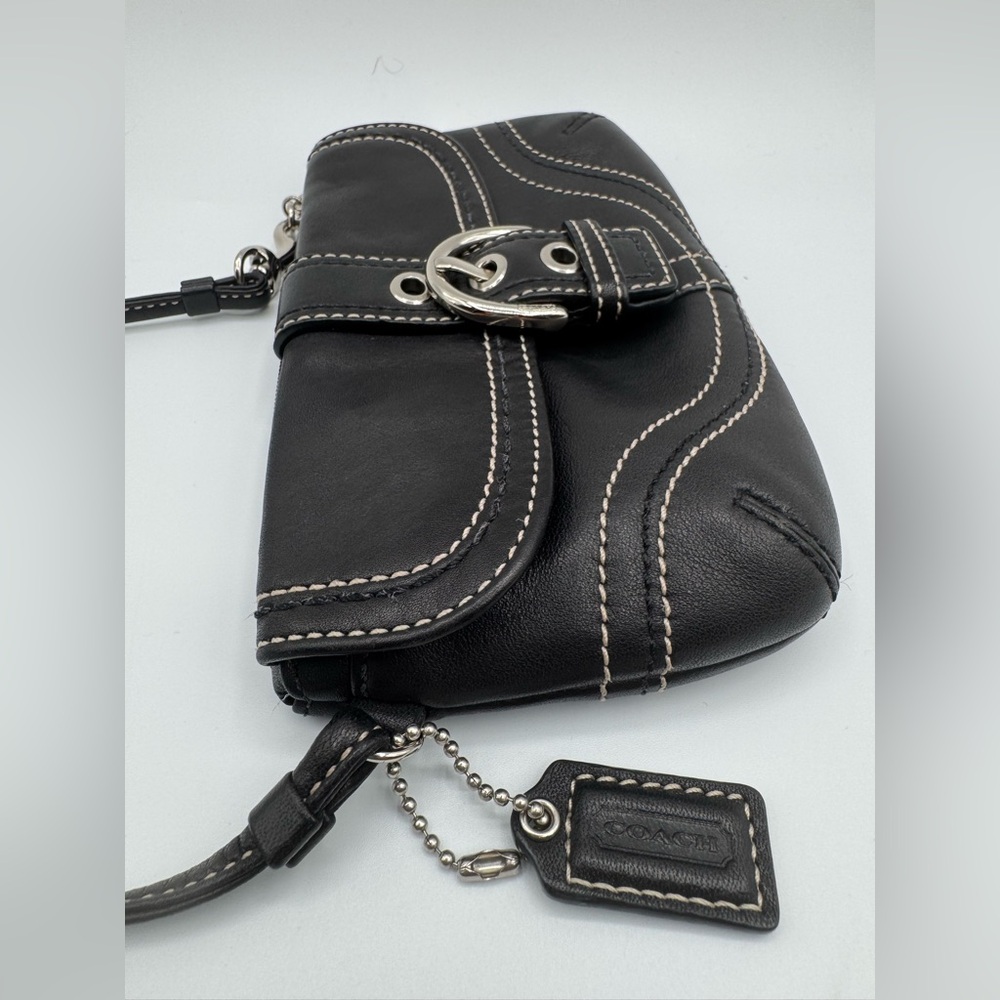 Coach Black SOHO Leather Wristlet with Buckle Detail | Very Good Condition - Picture 4 of 11